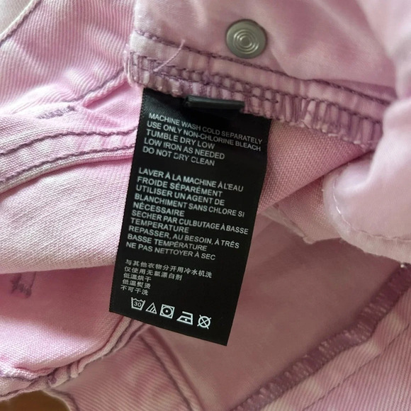 BDG Pink High Rise Distressed Raw Hem Shorts - Picture 8 of 10